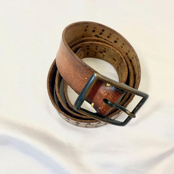 American Eagle Early 2000\'s Brown Silver Studded Leather Belt main image 4